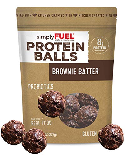 Product Cover simplyFUEL Brownie Batter Protein Balls | 1 Pack of 12 Balls | Gluten Free | Probiotic + High Protein Whole Food Snack | Certified Organic Ingredients | 8 g Whole Food Protein