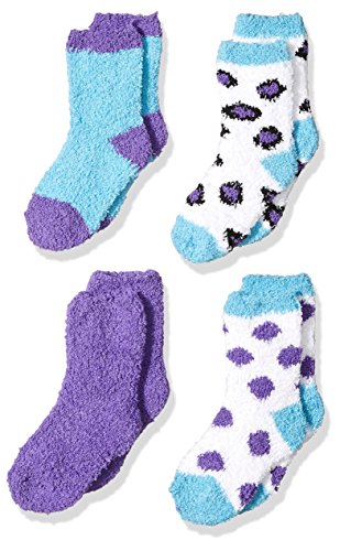Product Cover Trimfit Little Girls Microfiber Fuzzy Printed Cozy Socks (Pack of 4)