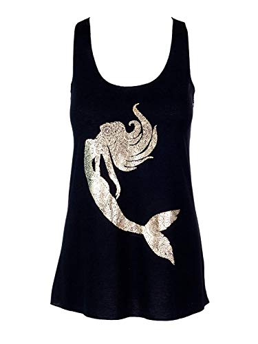 Product Cover Sidecca Mermaid Floral Gold Foil Silhouette Tank Top Juniors and Plus Sizes Juniors and Plus Size