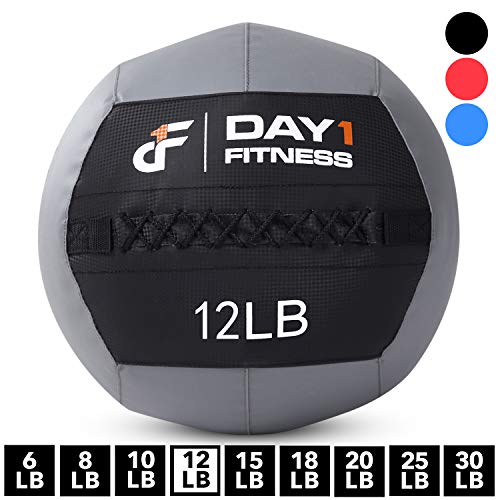 Product Cover Day 1 Fitness Soft Wall Medicine Ball 12 Pounds - for Exercise, Physical Therapy, Rehab, Core Strength, Large Durable Balls for TRX, Floor Exercises, Stretching