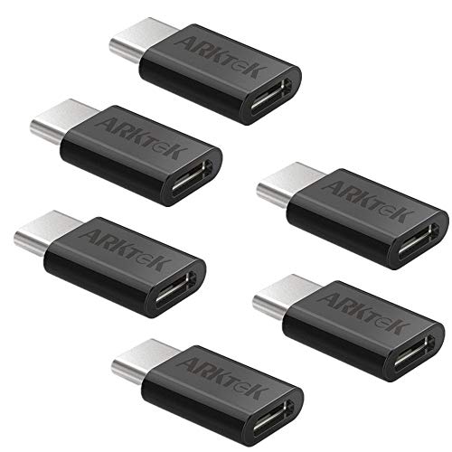 Product Cover ARKTEK USB-C Adapter, Type C (Male) to Micro USB (Female) Aapter Data Syncing and Charging Convert Connector with 56K Resistor for Galaxy S10 Note 9, Pixel 3 and More (Black, Pack of 6)