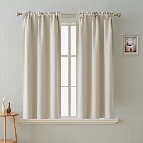 Product Cover Deconovo Room Darkening Curtain Thermal Insulated Blackout Curtains for Kids Room Light Beige 38 x 63 Inch 2 Panels