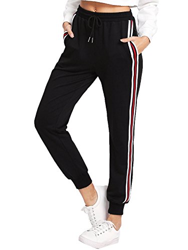 Product Cover SweatyRocks Women's Drawstring Waist Striped Side Jogger Sweatpants with Pocket