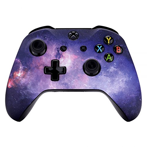 Product Cover eXtremeRate Hydro Dipped Soft Touch Front Housing Shell Faceplate Cover for Xbox One S & Xbox One X Controller (Nebula Galaxy)