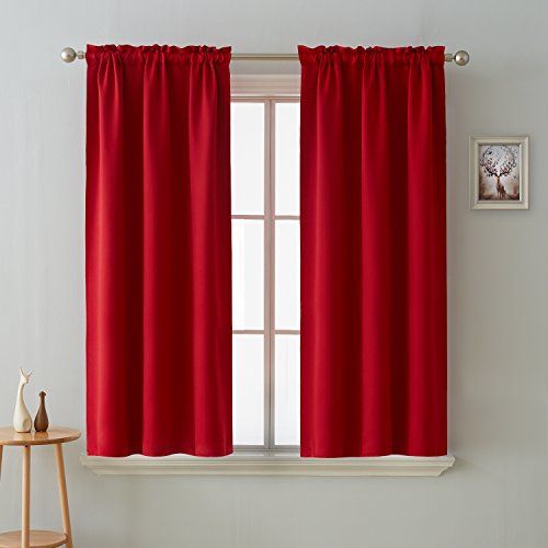 Product Cover Deconovo Blackout Curtain Room Darkening Thermal Insulated Curtains Rod Pocket Window Curtain for Bedroom Red 38 x 54 Inch 2 Panels