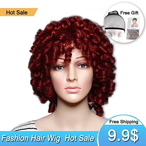 Product Cover Short Curly Synthetic Hair Wigs Andromeda Afro Kinky Curly Heat Resistant Fiber Hair Wig for African American Black Women