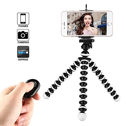 Product Cover Phone Tripod, Kamisafe Portable Flexible Cell Phone Tripod Adjustable Camera Stand Holder with Wireless Remote Compatible for iPhone 11 Pro Xs MAX XR X 8 7 6S Plus Android Galaxy S10 S9 S8 Note8 LG