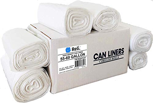 Product Cover Reli. SuperValue 55 Gallon Trash Bags (150 Count Bulk) Clear Trash Bags Heavy Duty 55 Gallon - 60 Gallon - 55 Gal Contractor Garbage Bag Strength