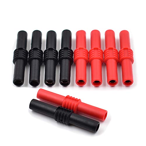 Product Cover 10Pcs Red and Black Insulated 4mm Banana Jack female to Female Banana Socket Connectors Coupler For 4MM Banana Plug Extension Adapters