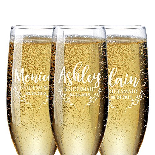 Product Cover Set of 1-6, Personalized Bridesmaid Champagne Flutes, Bridesmaid Gifts, Toasting Glasses for Wedding, Bridal Party, Engraved Bridal Shower Champange Glasses - Maid of Honor