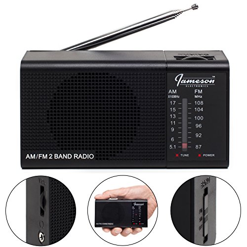 Product Cover AM FM Portable Radio // Pocket Radios - Best Reception, Small Battery Operated Cordless Personal Transistor, Loud Built-in Speaker, 3.5mm Mono Headphone Jack - Powered by 2 AA Batteries (Black)