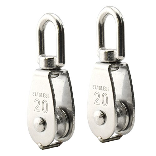 Product Cover Lind Kitchen 2PCS Lifting Single Pulley Stainless Steel Heavy Duty Single Wheel Swivel Lifting Rope Pulley Block M20