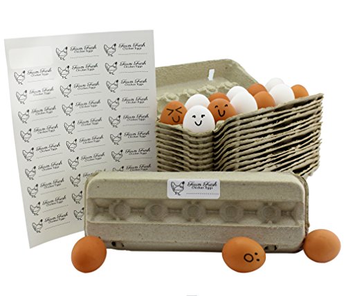 Product Cover Cardboard Egg Cartons (18-Pack); Each for One Dozen, Eco-friendly Recycled Material Biodegradable 12-count Egg Cartons w/Labels