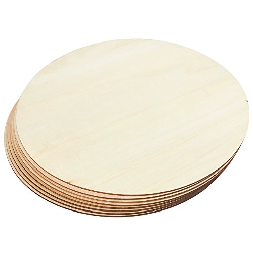Product Cover Unfinished Wood Circle - 8-Pack Round Natural Rustic Wooden Cutout for Home Decoration, DIY Craft Supplies, 11.75-inch Diameter, 0.1 inch Thick