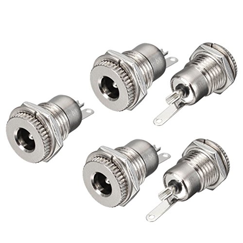 Product Cover E-outstanding 5-Pack DC-099 5.5 mm x 2.5mm 30V 10A DC Power Jack Socket,Threaded Female Panel Mount Connector Adapter