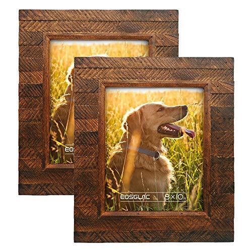 Product Cover Eosglac Wooden Picture Frame, 8 x 10 (2pk) Rustic Finish Wood Plank Design, Handmade