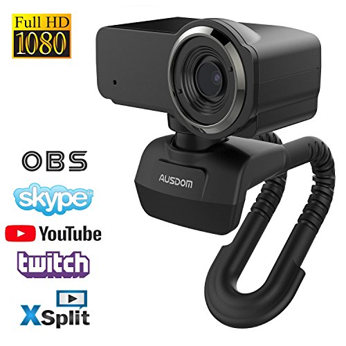 Product Cover HD Webcam 1080P with Microphone, Ausdom USB Computer Web Camera, OBS Live Streaming Webcam, Widescreen Video Camera for Calling & Recording,Laptop Desktop Webcam for YouTube Xsplit Mixer Skype Twitch