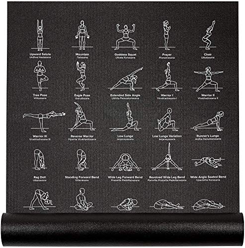Product Cover NewMe Fitness Instructional Yoga Mat, Black - Printed w/ 70 Illustrated Poses, 24