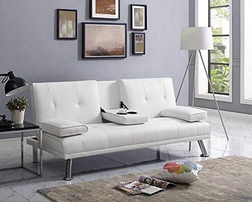 Product Cover Naomi Home Futon Sofa Bed with Armrest White