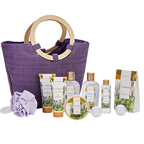Product Cover Spa Luxetique Lavender Spa Gift Baskets for Women, Premium 10pc Gift Baskets with Spa Tote Bag, Best Gift Sets for Women - Luxury Home Spa Gift Set with Bath Bombs, Body Butter, Lotion, Bath Puff.