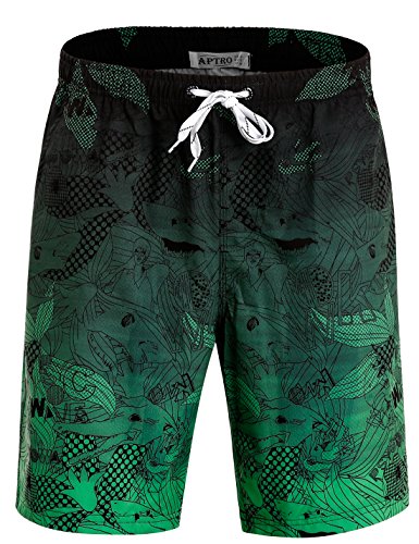 Product Cover APTRO Men's Quick Dry Swim Trunks with Pockets Long Elastic Waistband Beach Board Shorts Bathing Suits