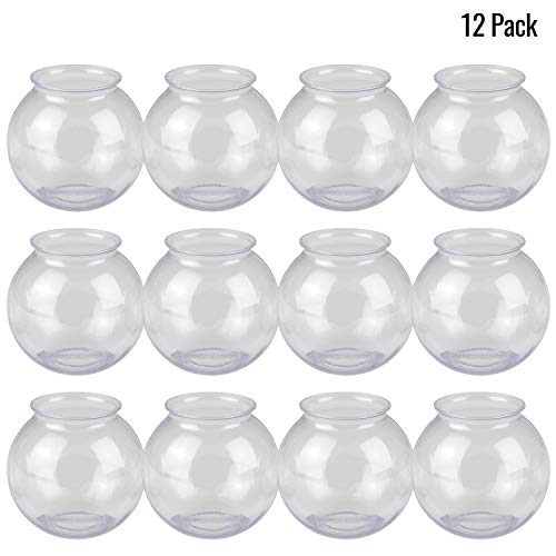 Product Cover 16 Ounces Clear Ivy Bowls Heavy Duty Plastic - Pack Of 12, Great For Fishbowl, Carnival Games, And For Party's