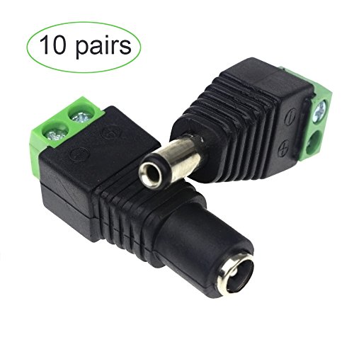 Product Cover 12V DC Power Connector 5.5mm x 2.1mm, CENTROPOWER ( 10 x Male and 10 x Female ) Power Jack Adapter for Led Strip CCTV Security Camera Cable Wire Ends Plug Barrel Adapter