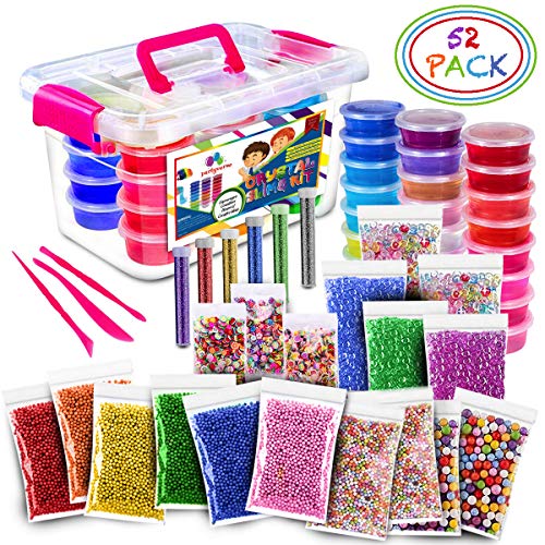 Product Cover Ultimate Slime Kit - 24 Color Crystal Clear Fluffy DIY Starter Slime Supplies for Girls and Boys With Loads of Crunchy Accessories