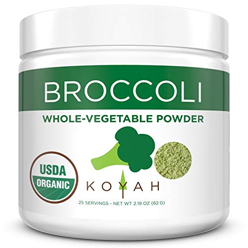 Product Cover KOYAH - Organic USA Grown Broccoli Powder 1 Scoop Equivalent to 1/4 Cup Fresh: 25 Scoops, Whole-Vegetable Powder, 100 Freeze-dried