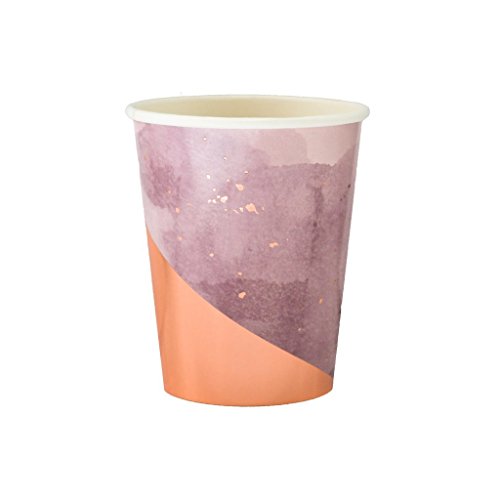 Product Cover Harlow & Grey Amethyst Light Purple Watercolor with Rose Gold Paper Cups - Birthday, Wedding, Showers Party Disposable Cups - (8 Count)