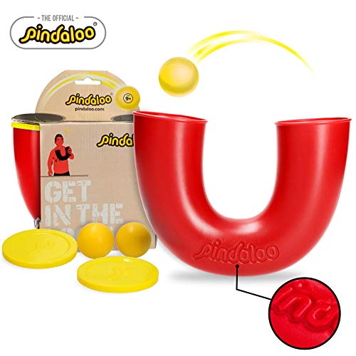 Product Cover pindaloo Skill Toy + 2 Balls (1+1 Extra Ball). Unique Gift for Kids, Teens & Adults. Fun, Challenging, Develops Motor Skills. for Indoor and Outdoor Play (Red)