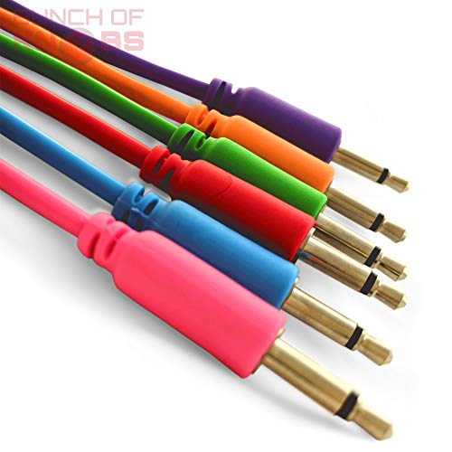Product Cover Eurorack Patch Leads. Pack of 6 multi-colored 3.5mm Mono Patch Cables (2 foot)