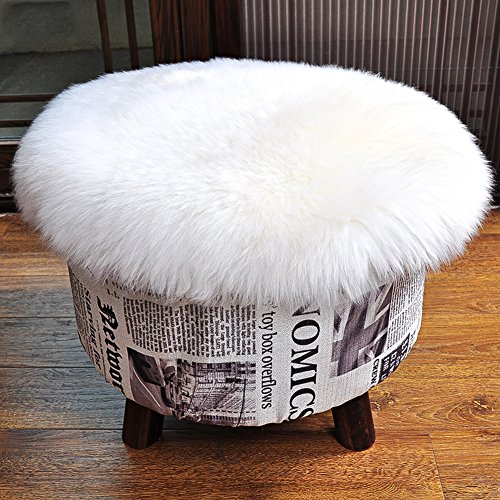 Product Cover Softlife Round Faux Fur Sheepskin Rug Chair Cover Seat Cushion Pad Soft Area Rugs for Bedroom Living Girls Room Sofa Home Decor Carpet (1.46ft x 1.46ft, White)
