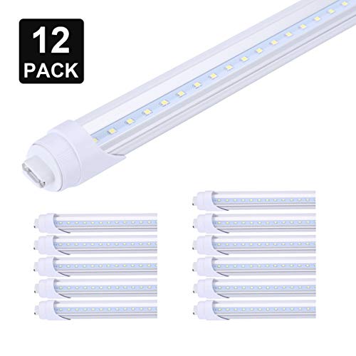 Product Cover JOMITOP R17D 8FT led Bulb 8ft 45W Rotatable, Replacement 100W Fluorescent Lamp Shop Lights, 8FT, Dual-Ended Power, Cold White 6000K, 5400LM,Clear Cover, AC 85-277V Pack of 12