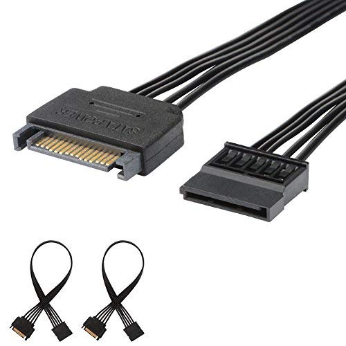 Product Cover j&d [2-Pack] 15 pin sata Power Extension Cable, Male to Female Cable ã â' â€ 10 inch, Black