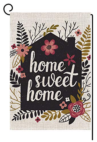 Product Cover BLKWHT Home Sweet Home Garden Flag Vertical Double Sided Spring Summer Yard Outdoor Decorative 12.5 x 18 Inch