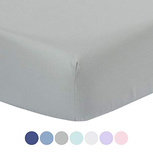 Product Cover TILLYOU Premium Egyptian Cotton Crib Sheet Gray, Soft Fitted Toddler Sheets, Breathable Comfortable Cozy Baby Sheets, 28