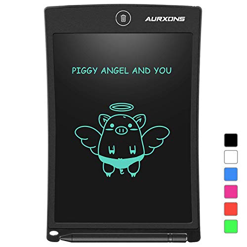 Product Cover AURXONS LCD Writing Tablet Electronic Writing Drawing Doodle Board Erasable 8.5-Inch Handwriting Paper Drawing Tablet for Kids Adults at Home School Office Black