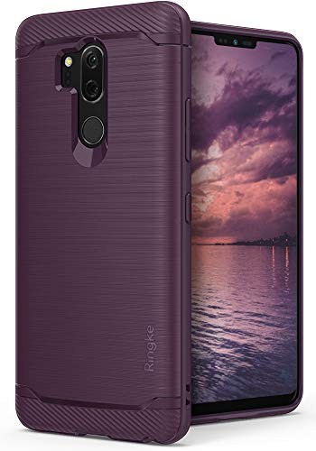 Product Cover Ringke Onyx Compatible with LG G7 ThinQ Case Brushed Metal Design Flexible & Slim Dynamic Stroked Line Pattern Durable Anti Slip Shock Absorbent Cover for G7 Thin Q - Lilac Purple