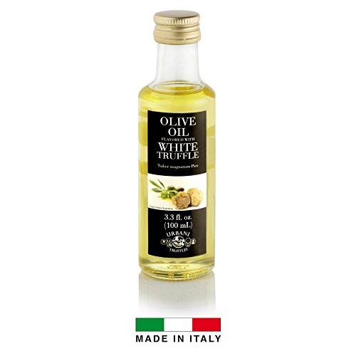 Product Cover White Truffle Infused Olive Oil - 3.4 oz - By Urbani Truffles. Infused Truffle Olive Oil 100% Made In Italy With Natural Aroma (NO Artificial Flavor). Truffle Flavor Perfect For Fish, Pasta, Meat And
