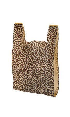 Product Cover 100 Leopard Print Plastic T-Shirt Bags with Handles Bulk 11 ½