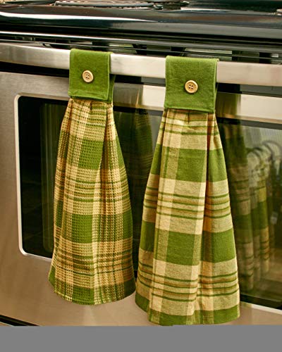 Product Cover The Lakeside Collection Rustic Country Kitchen Towels - Set of 2 Hanging Hand & Dish Cloths - Pine