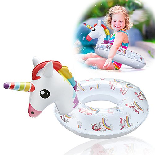 Product Cover Kiddy Inflatable Unicorn Pool Float - Kids Pool Floats Swim Ring with Safe Handle Water Fun Summer Beach Toys for 3+ Years Old