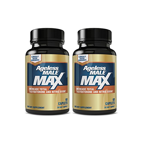 Product Cover Ageless Male Max Total Testosterone & Nitric Oxide Booster for Men - Improve Workouts & Ramp Up Muscle, Reduce Fat Faster Than Exercise Alone, Support Sleep, Drive & Energy (120 Capsules, 2-Pack)