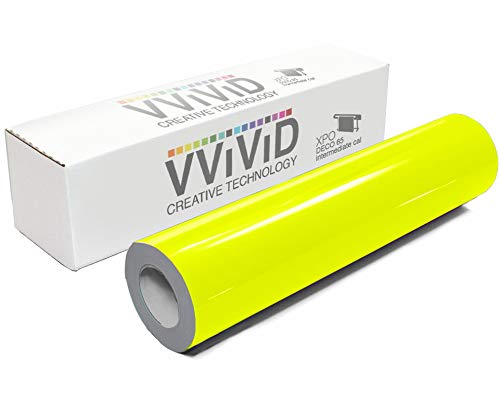Product Cover VViViD DECO65 Neon Fluorescent Yellow Permanent Adhesive Craft 12 Inches x 5 Feet Vinyl Roll for Cricut, Silhouette & Cameo