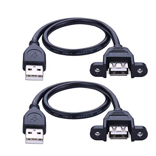 Product Cover USB Extension Cable - iGreely 2Pack 1Ft/30cm USB 2.0 Panel-Mount Type A Male to Type A Female Cable