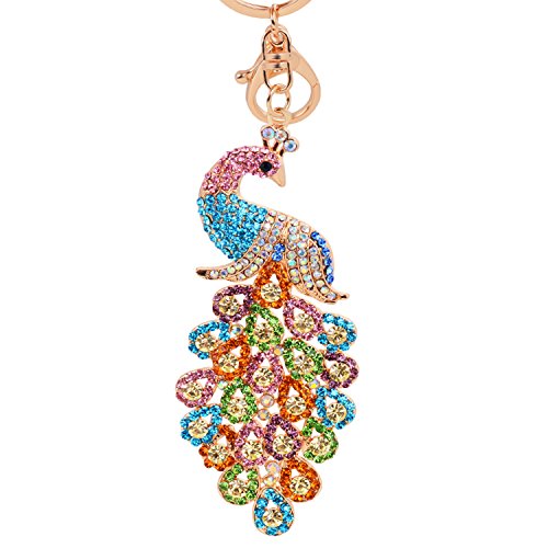 Product Cover JOUDOO Peacock Keychain with Rhinestone for Bags or Purse GJ008