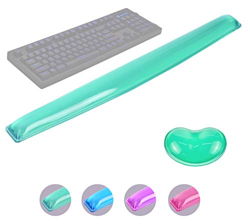 Product Cover ABRONDA Gel Keyboard & Mouse Wrist Rest Set - Keyboard Wrist Rest Pad & Mouse Support for Office Gaming Pad Computer Laptop Ergonomic Comfortable Pain Relief-Green Pad Set