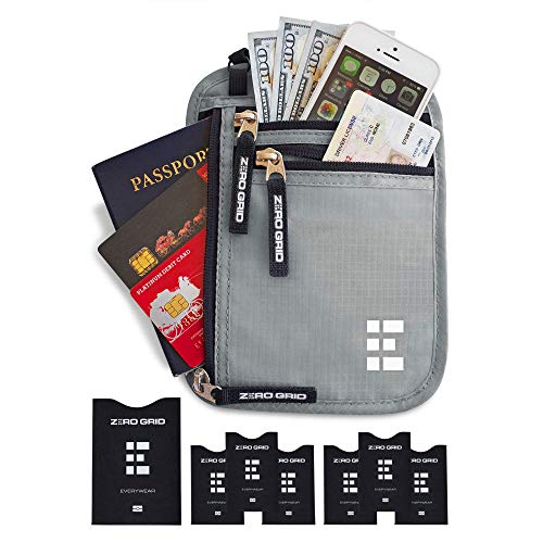 Product Cover Zero Grid Neck Wallet w/RFID Blocking- Concealed Travel Pouch & Passport Holder