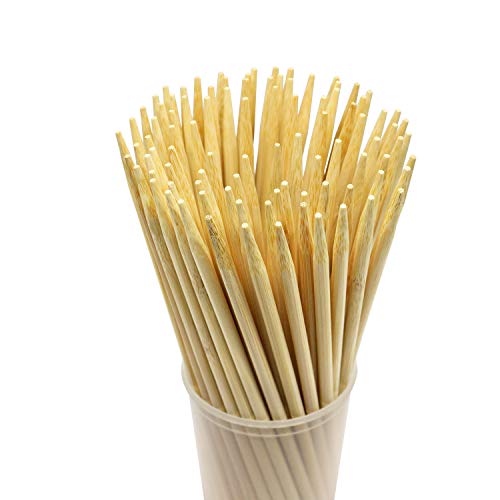 Product Cover Prouten 7 inch 100 pcs Sturdy Bamboo Sticks for Caramel Candy Apple Sticks Corn Dog Hotdog Sausage skewers Candy Lollipops Corn Sticks semi-Pointed Tips Safe for Kids Pack of 100pcs